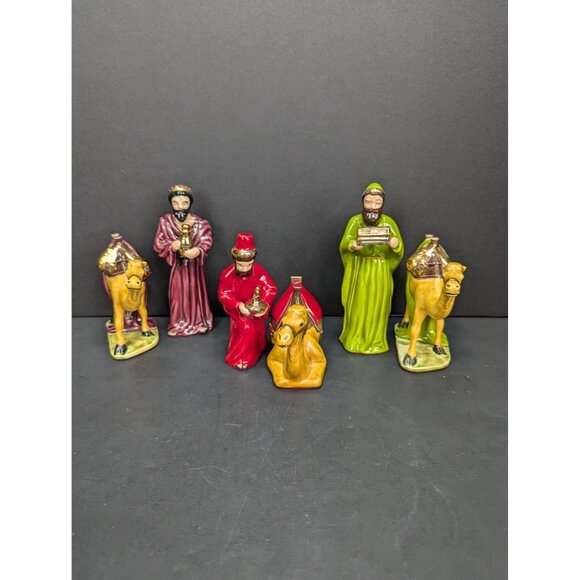 Vintage Nativity Scene Replacement Pieces Three Wise Men With Three Camels - Picture 8 of 8